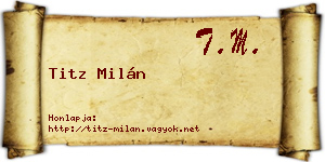 Titz Milán névjegykártya